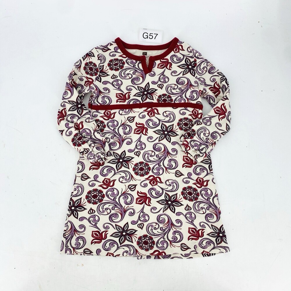 Tea Collection Girls Floral Dress Size 5 100% Cotton Paisley Long Sleeve